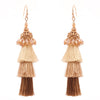 Vintage Chic Tiered Ombre Thread Tassel Long Dangle Earrings (Gold Faceted Crystal Bead, 3.25")