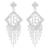 Women's Silver Tone Sparkling Sweet 16 Birthday Crystal Rhinestone With Fringe Hypoallergenic Post Back Earrings, 3.25"