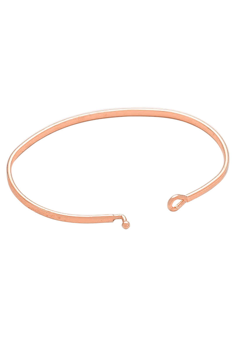 Inspirational Thin Hook Bangle Bracelet, 7.25" (Sisters Rose Gold Tone)