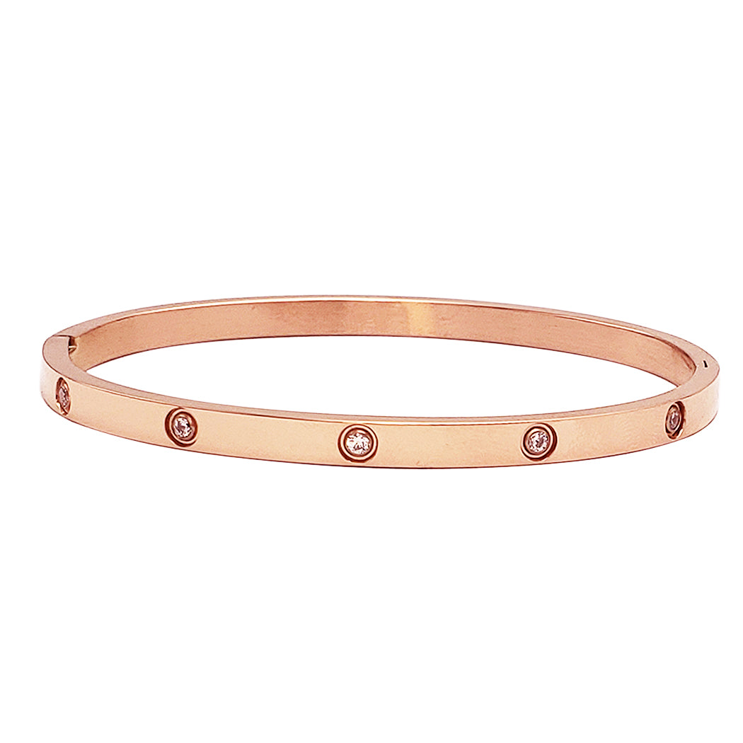 Magnificent 24K Rose Gold Over Sterling Double Friendship Knot Adjustable CUFF Bracelet w/2 Dangling Pendants: A Micro Pave Cz newest MOON & STAR