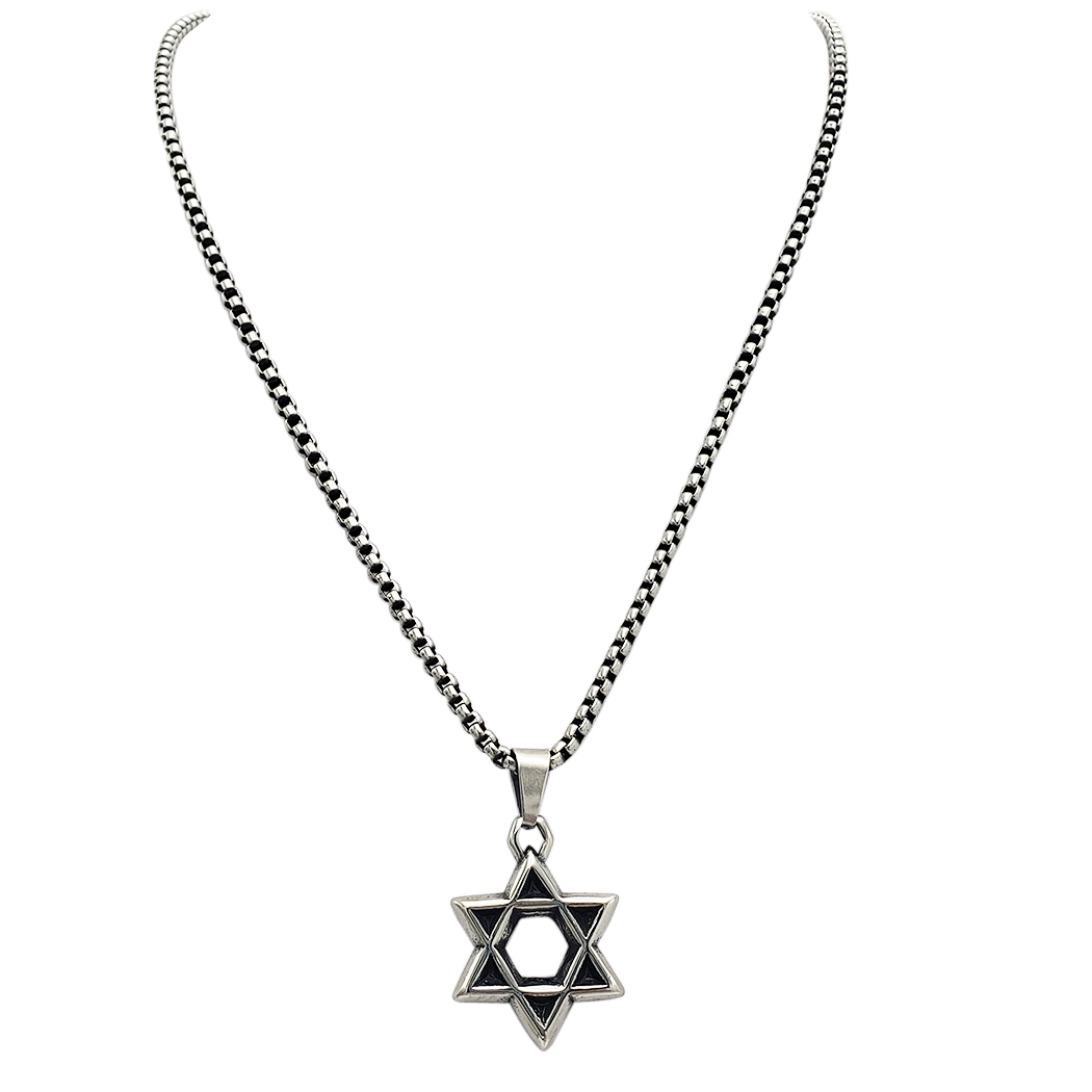 Hebrew Jewelry - Star of David Necklace for Men -Leather Mens Necklace -  Nadin Art Design - Personalized Jewelry