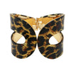 Statement Making Colorful Lucite Hinged Cuff Bangle Bracelet, 7.75" (Spotted Leopard Print, Round)