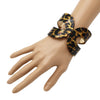 Statement Making Colorful Lucite Hinged Cuff Bangle Bracelet, 7.75" (Spotted Leopard Print, Round)