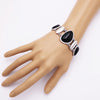 Western Style Design Semi Precious Howlite Stone Toggle Closure Bracelet (Black)