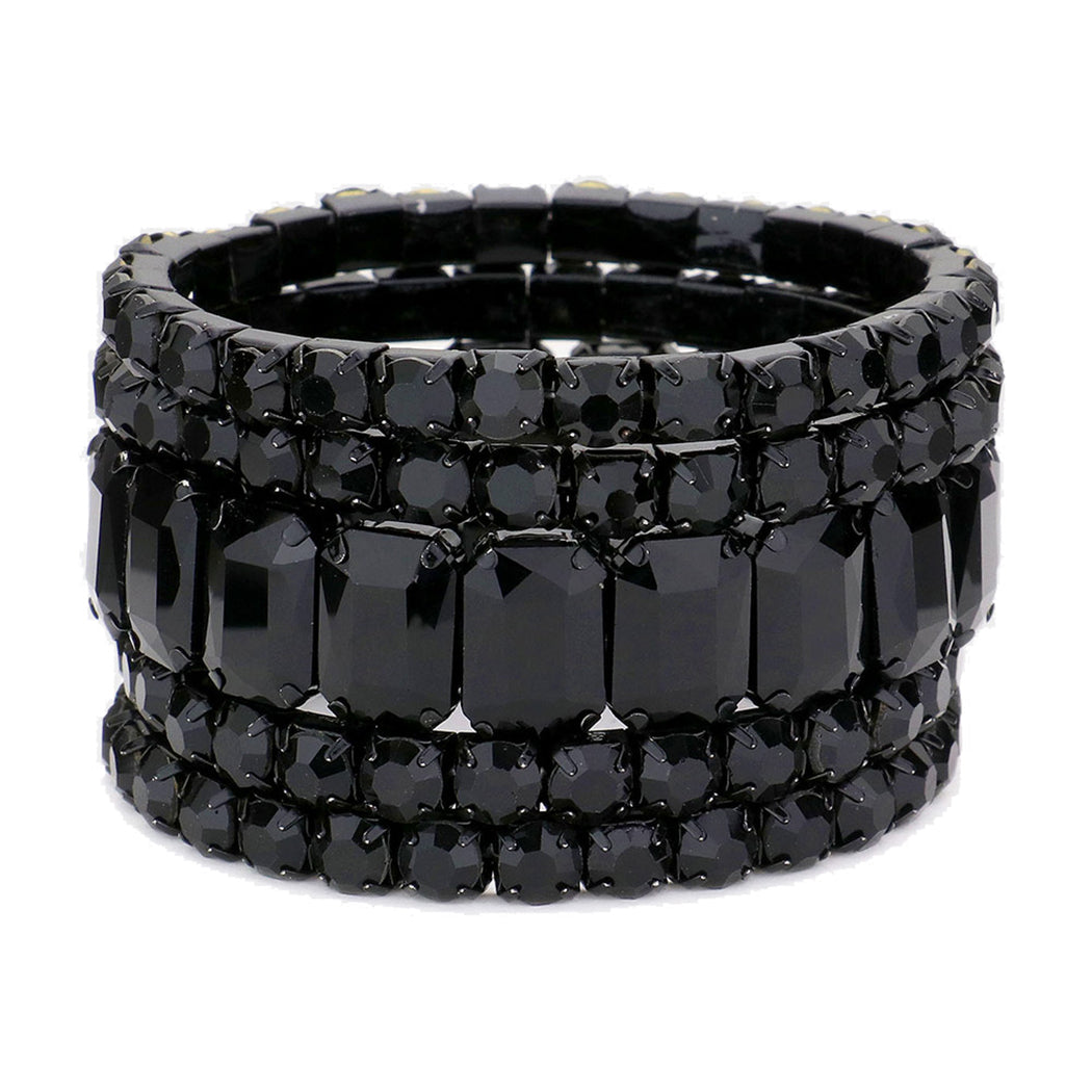 Stunning Black on Black Toned Bracelet offers Stack - 5 Piece