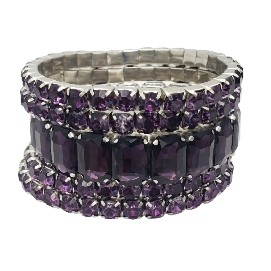 PASSIONS high quality AND PURPLE 8mm Stretch Bracelet Made With Crystal *Pick Your Finish & Size *Karnas Design Studio™ *Free Shipping