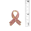 Women's Charming Pink Ribbon Crystal Rhinestone Breast Cancer Awarness Lapel Pin Brooch 1.5" (Gold Tone)