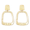 Women's Polished Metal Squared Geometric Open Hoop Statement Clip On Earring, 3.12 (Gold Tone)