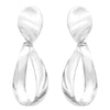 Women's Statement Polished Silver Tone Metal Teardrop Twist Hoop Dangle Clip on Style Earrings, 3.25"