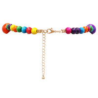 Colorful Rainbow Natural Wood Bead Graduated Strand Necklace Earrings Set, 22"+3" Extender