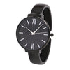 Stylish Round Face Star Dust Glitter Dial Sleek Black  Metal Cuff Bracelet Watch, 2.25” (Black)