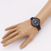 Stylish Round Face Star Dust Glitter Dial Sleek Black  Metal Cuff Bracelet Watch, 2.25” (Black)