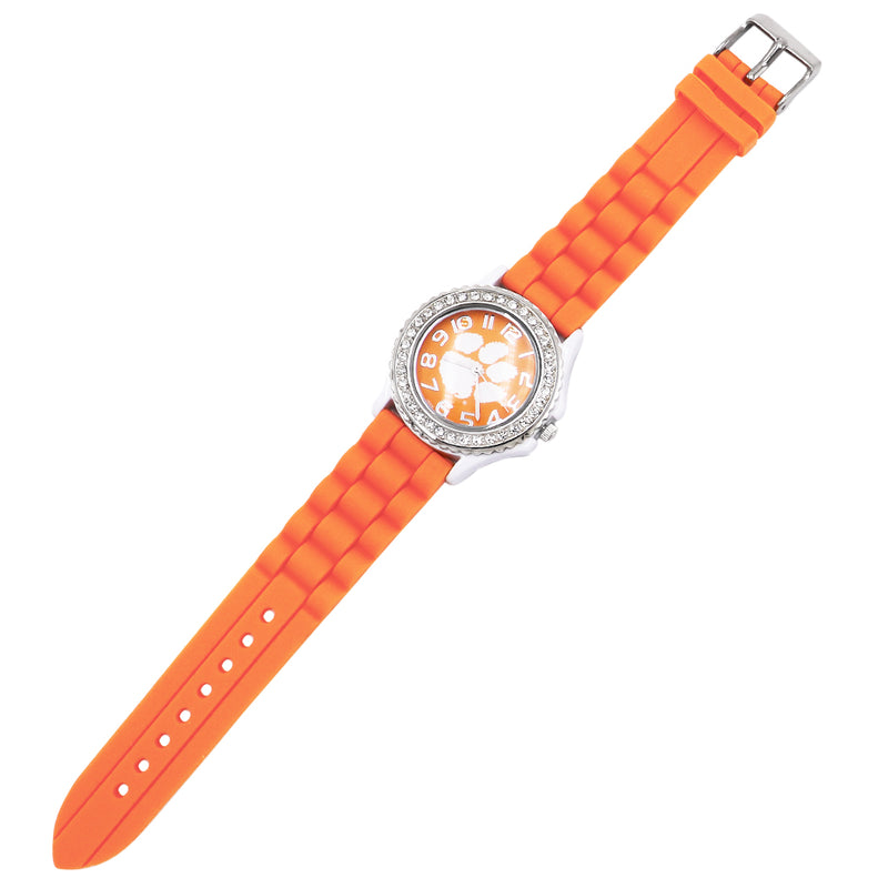 Women's Licensed Collegiate University Adjustable Silicone Band Team Spirit Ladies Sport Wrist Watch, 9.5" (Clemson University Fighting Tigers)