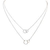 Dainty Gold Dipped Pendants On Cable Chain Necklace On Inspritions Gift Giving Card, 16"+2" Extender (Best Friends Set Of 2 With CZ Crystal, White Gold Dipped)