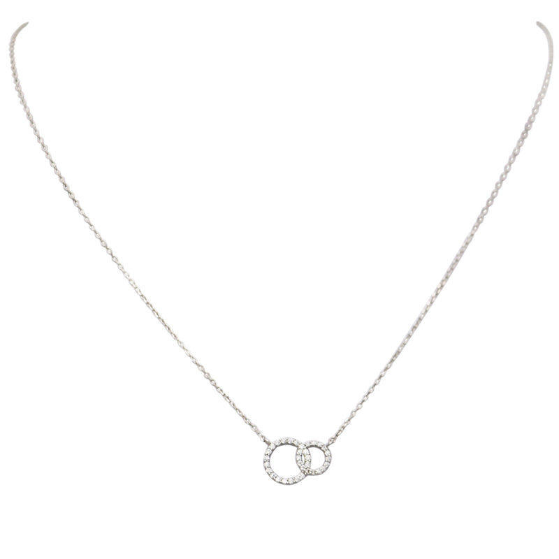 Dainty Gold Dipped Pendants On Cable Chain Necklace On Inspritions Gift Giving Card, 16"+2" Extender (Best Friends Set Of 2 With CZ Crystal, White Gold Dipped)