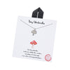 Dainty Gold Dipped Pendants On Cable Chain Necklace On Inspritions Gift Giving Card, 16"+2" Extender (Tiny Umbrella Mushroom with CZ Crystals, White Gold Dipped)