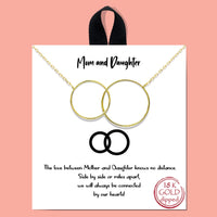 Dainty Gold Dipped Pendants On Cable Chain Necklace On Inspritions Gift Giving Card, 16"+2" Extender (Mom And Daughter Interlocking Circles, Gold Dipped)