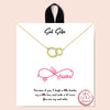 Dainty Gold Dipped Pendants On Cable Chain Necklace On Inspritions Gift Giving Card, 16"+2" Extender (Soul Sister Interlocking Circles With CZ Crystals, Gold Dipped)