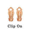 Stunning Statement Emerald Cut Crystal Clip On Style Earrings, 1.25" (Peach Crystal Rose Gold Tone)