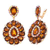 Dramatic Teardrop Crystals Long Shoulder Duster Clip On Style Earrings, 3.5" (Golden Topaz Brown Gold Tone Setting)