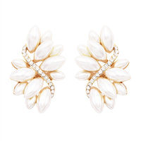 Dazzling Crystal Marquis Leaf Cluster Statement Clip On Earrings, 1.87"