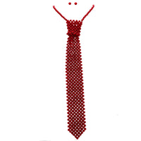 Stunning 6mm Simulated Pearl Necktie Necklace And Stud Earrings Gift Set, 14"+3" Extender (Red Pearl Gold Tone)