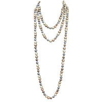 Stunning Simulated Pearl Knotted Long Endless Strand Necklace (96", Neutral Mix, 12mm)