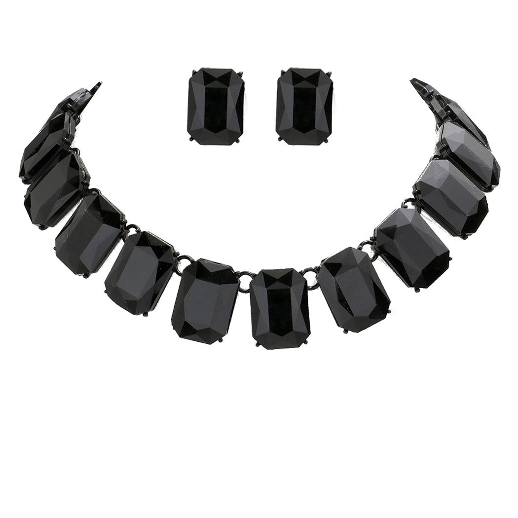 Oxidised Long Necklace Earrings Set- Black | Fusion Vogue