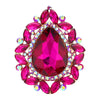 Stunning Statement Teardrop Glass Crystal Stretch Cocktail Ring (Gold Tone Fuchsia Pink Crystal )