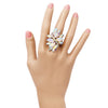 Dazzling Crystal Leaf Stretch Cocktail Ring (AB Crystal Gold Tone)