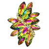 Dazzling Crystal Marquis Leaf Cluster Statement Stretch Cocktail Ring (Rainbow Vitrail Medium Gold Tone)