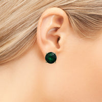 Timeless Classic Crystal Stud Earrings With Hypoallergenic Sterling Silver Post Backs, 12mm (Emerald Green AB Gold Tone)