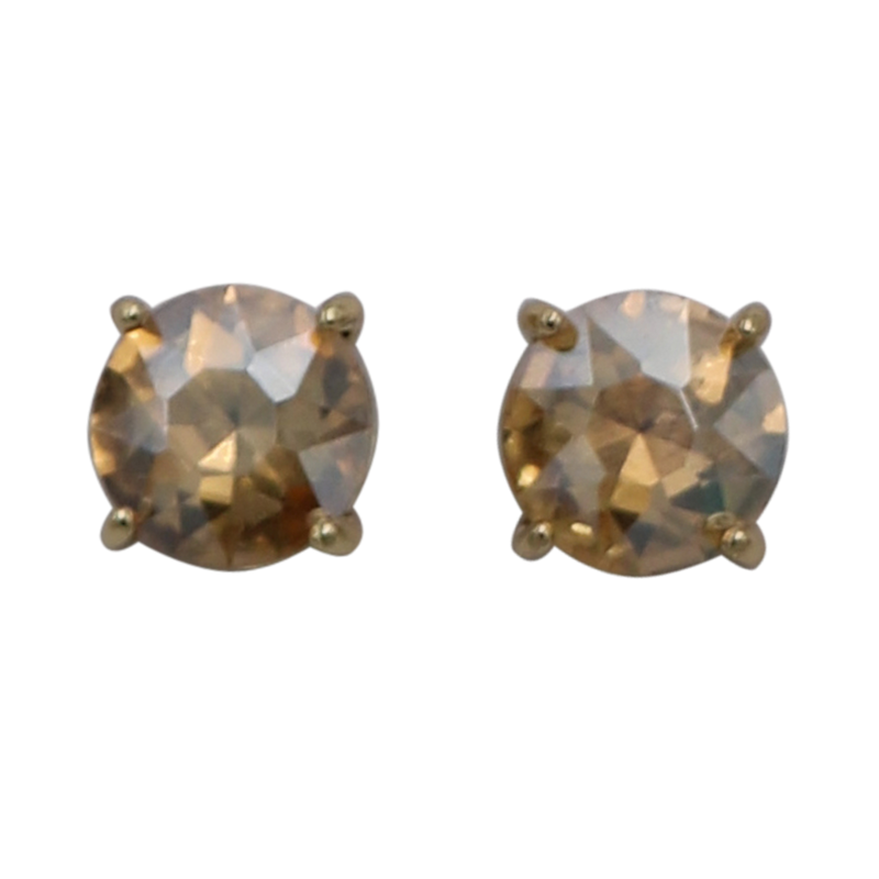 Timeless Classic Crystal Stud Earrings With Hypoallergenic Sterling Silver Post Backs, 12mm (Light AB Topaz Gold Tone)