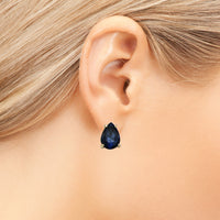 Timeless Classic Colorful AB Crystal Teardrop Stud Earrings With Hypoallergenic Sterling Silver Post Backs, 0.55" (Montana Blue Gold Tone)