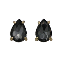 Timeless Classic Colorful AB Crystal Teardrop Stud Earrings With Hypoallergenic Sterling Silver Post Backs, 0.55" (Black Diamond Gold Tone)