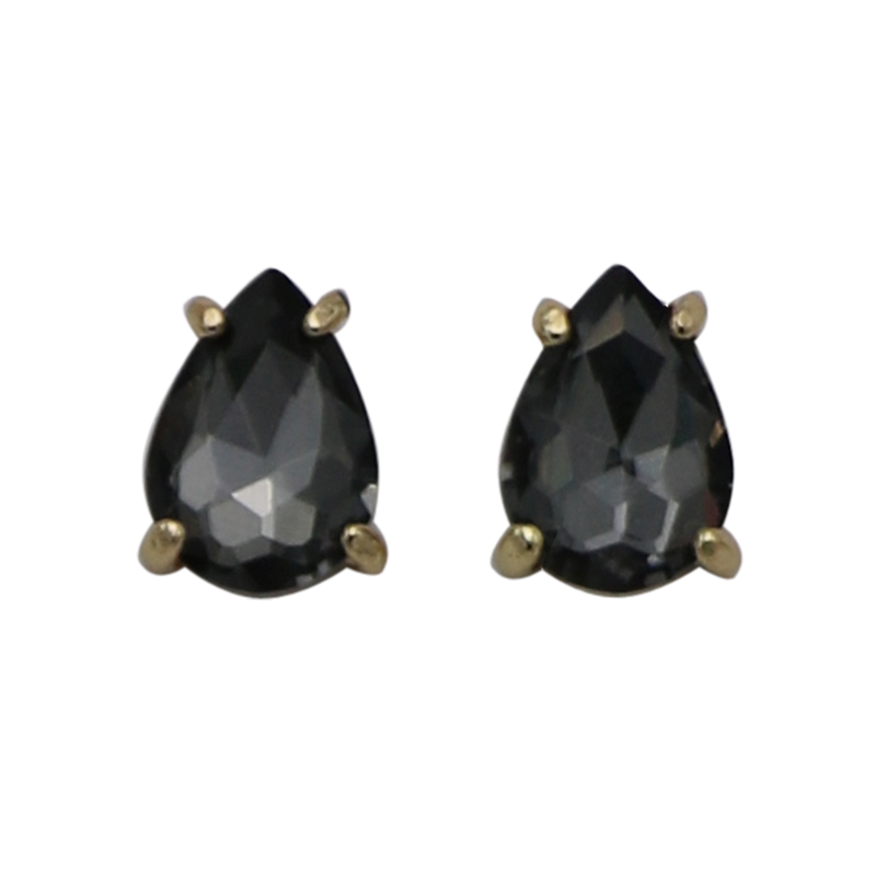 Timeless Classic Colorful AB Crystal Teardrop Stud Earrings With Hypoallergenic Sterling Silver Post Backs, 0.55" (Black Diamond Gold Tone)