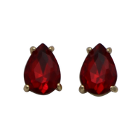 Timeless Classic Colorful AB Crystal Teardrop Stud Earrings With Hypoallergenic Sterling Silver Post Backs, 0.55" (Red Gold Tone)