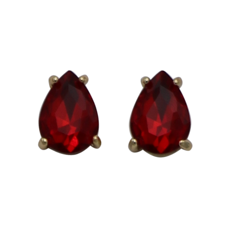 Timeless Classic Colorful AB Crystal Teardrop Stud Earrings With Hypoallergenic Sterling Silver Post Backs, 0.55" (Red Gold Tone)