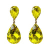 Rosemarie Collections Women's Double Teardrop Glass Crystal Statement Post Drop Dangle Earrings, 2" (Yellow Crystal Gold Tone)