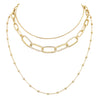 Chic Polished Multi-Strand Metal Links Chain Necklace, 21"+3" Extender (Gold Tone)