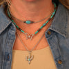 Cowgirl Chic Turquoise Blue Howlite Stone Beads On Multistrand Western Style Butterfly Charm Cactus Pendant Necklace, 14"+3" Extender