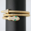 Stunning Three Dimensional Gold Tone Statement Crystal Rhinestone Encrusted Serpent Snake Statement Jewelry Pieces (Double Coil Cuff Bracelet, 6.75")