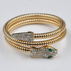 Stunning Three Dimensional Gold Tone Statement Crystal Rhinestone Encrusted Serpent Snake Statement Jewelry Pieces (Double Coil Cuff Bracelet, 6.75")