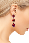 Stunning Colorful AB Crystal Rhinestone Long Drop Earrings, 2.25" (Fuchsia Pink And Red AB Crystal)