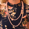 Stunning Simulated Pearl Knotted Long Endless Strand Necklace (60", Pink, 8mm)