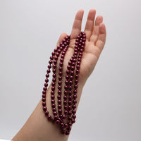 Stunning Simulated Pearl Knotted Long Endless Strand Necklace (60", Burgundy, 8mm)