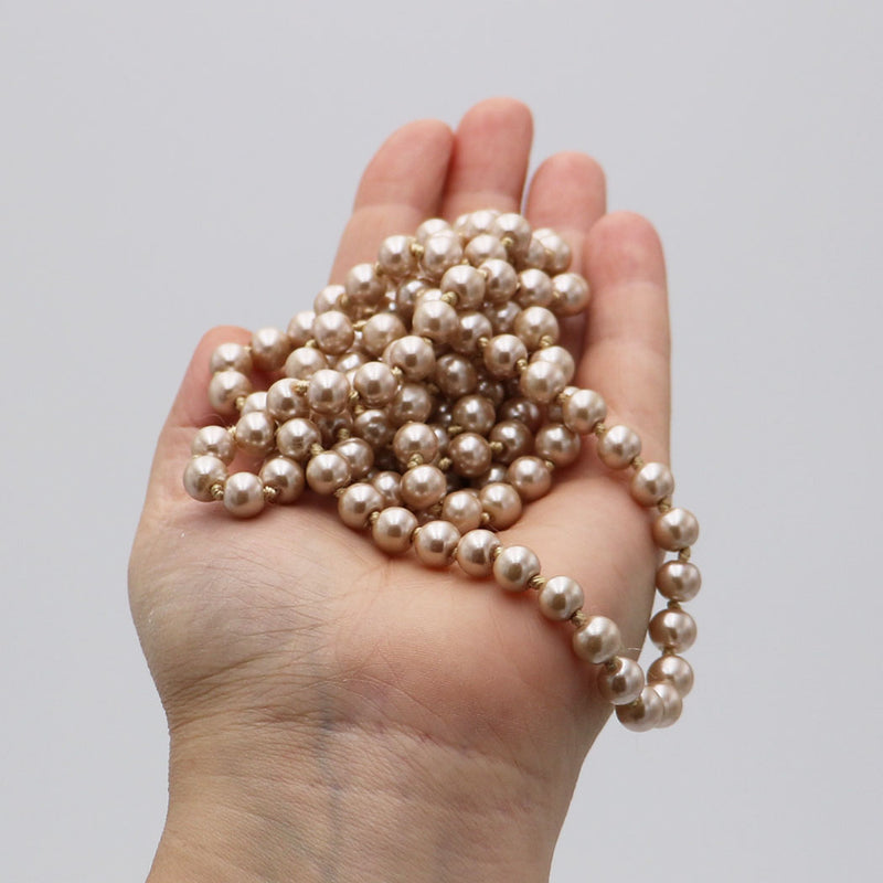 Stunning Simulated Pearl Knotted Long Endless Strand Necklace (60", Champagne, 8mm)