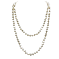 Stunning Simulated Pearl Knotted Long Endless Strand Necklace (60", Ivory, 8mm)