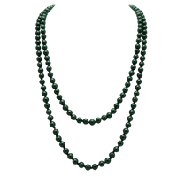 Stunning Simulated Pearl Knotted Long Endless Strand Necklace (60", Green, 8mm)