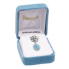 Rosemarie's Religious Gifts Sterling Silver Petite Angel Pin with Enameled Oval Miraculous Medal of Mary (Blue)